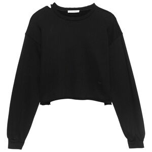 Frame Denim Black Long Sleeve Distressed Sweatshirt
